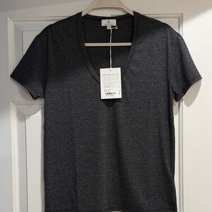 AG Adriano Goldschmied Charcoal V-Neck Tee